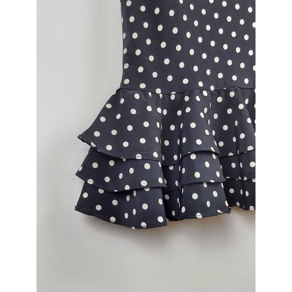 Evan Picón Women's Size 4 Ruffle Knee Length Pencil Skirt Black White Polka Dots - Picture 5 of 10